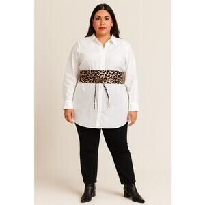 Leopard Print Faux Leather Obi Belt – Adjustable Wrap Style Waist Cincher